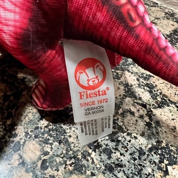 FIESTA Triceratops 8" Printed Plush Stuffed Dinosaur Red Pink NWT - Picture 8 of 9